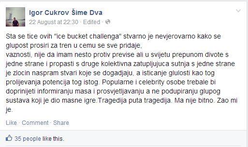 Igor Cukrov Anti Ice Bucket Challenge Message