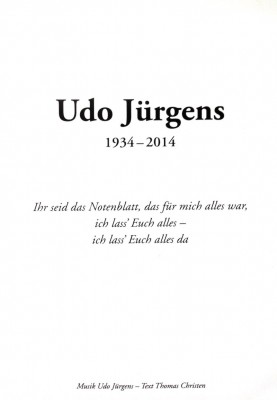 Udo Jürgens commemoration urn card 1