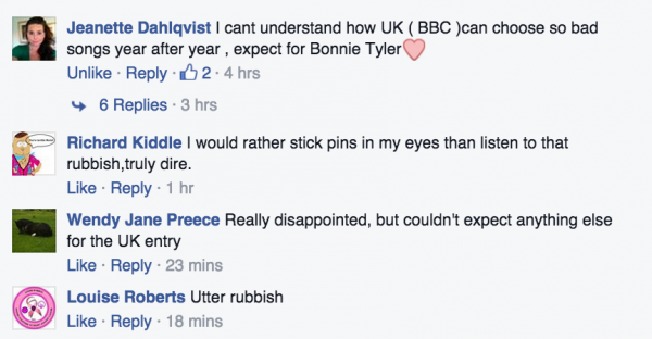bbc eurovision comments