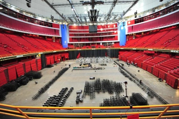 Eurovision 2016 stage construction underway inside Stockholm's Globe Arena