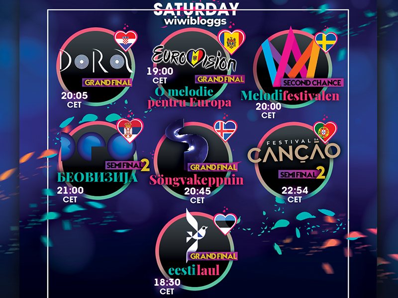 Saturday 29 February Eurovision schedule
