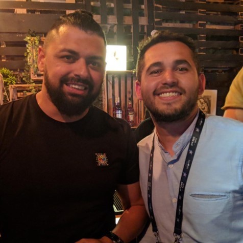 Diego with Hungary's Joci Pápai at Eurovision 2019 in Tel Aviv