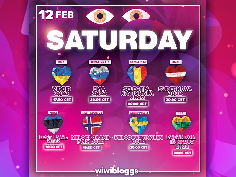 Eurovision 2022 Schedule 12 February