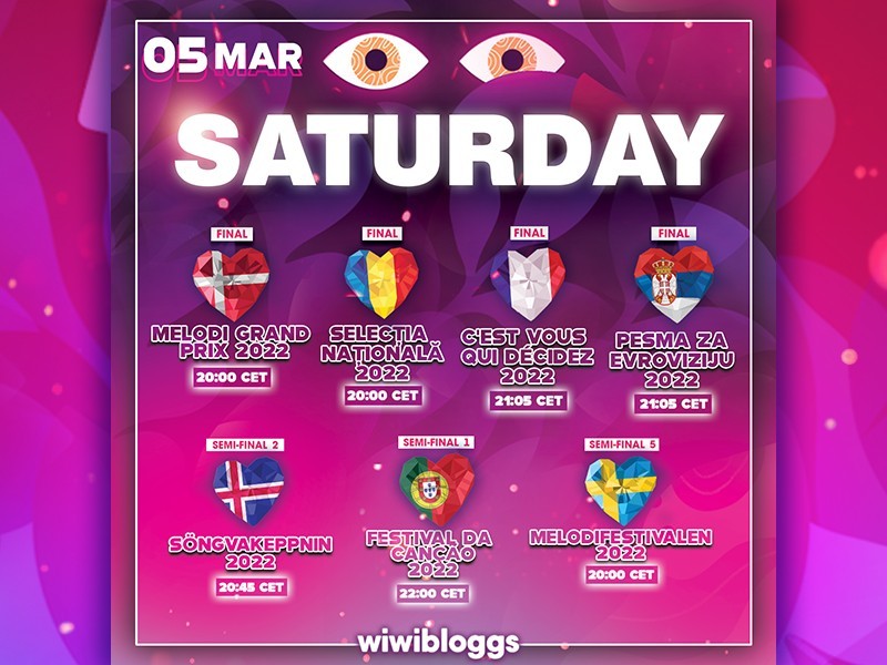 Eurovision 2022 Schedule 5 March