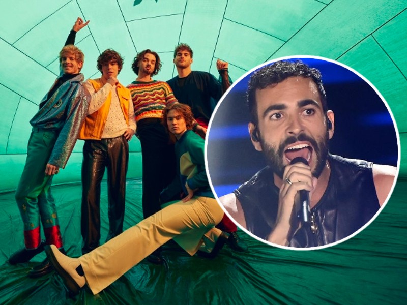 Slovenia's Joker Out, Italy's Marco Mengoni (inset)
