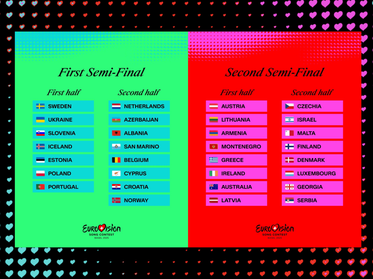 Eurovision 2025 Semi Final Allocation Draw Which Countries Sing When Eurovision 2025 Semi Final Allocation Draw Which Countries Sing When