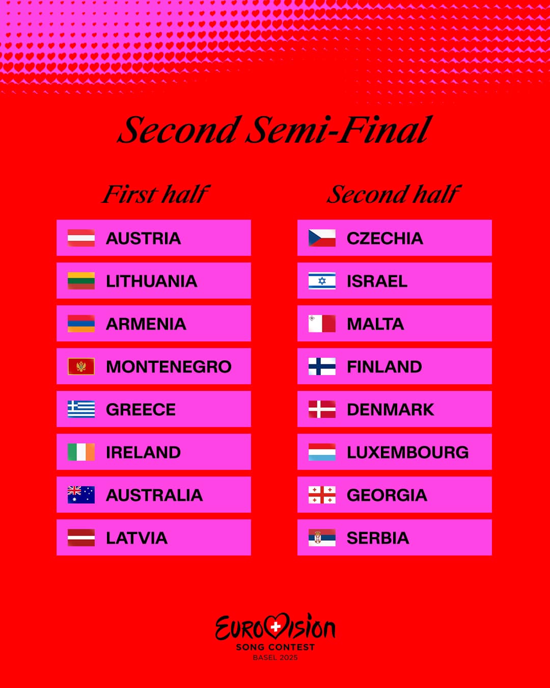 Eurovision 2025 Semi Final Allocation Draw Which Countries Sing When Eurovision 2025 Semi Final Allocation Draw Which Countries Sing When